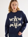 Denim Republic Boucle Sweatshirt, Navy product photo