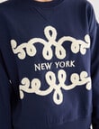 Denim Republic Boucle Sweatshirt, Navy product photo View 04 S