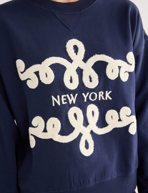 Denim Republic Boucle Sweatshirt, Navy product photo View 04 L