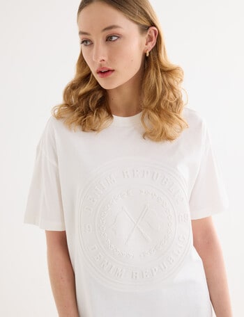 Denim Republic Embossed Tee, Ecru product photo