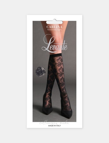 Levante Carlina Floral Knee High Tights, Nero product photo