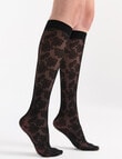 Levante Carlina Floral Knee High Tights, Nero product photo View 03 S