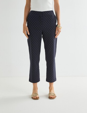 Ella J Straight Leg Crop, Navy Spot product photo