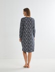 Ruby & Bloom Cotton 3/4 Sleeve Nightie, Navy Print product photo View 02 S