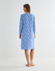 Ruby & Bloom Cotton 3/4 Sleeve Nightie, Blue Print product photo View 02 S