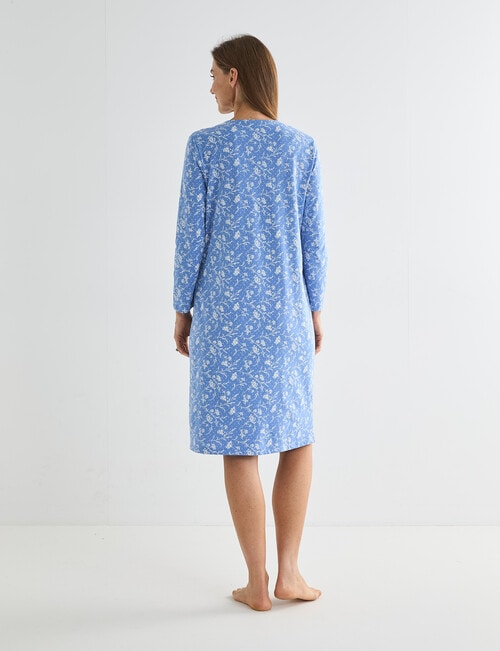 Ruby & Bloom Cotton 3/4 Sleeve Nightie, Blue Print product photo View 02 L