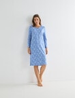 Ruby & Bloom Cotton 3/4 Sleeve Nightie, Blue Print product photo View 03 S