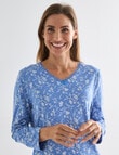 Ruby & Bloom Cotton 3/4 Sleeve Nightie, Blue Print product photo View 04 S