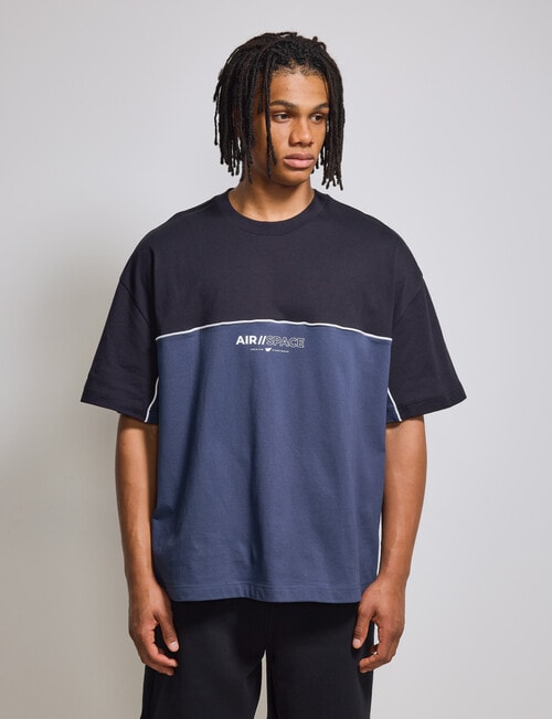 AIR SPACE Linebreak Tee, Black & Blue product photo View 02 L