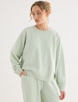 Zest Lounge Loop Back Raglan Sweater, Leaf product photo