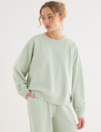 Zest Lounge Loop Back Raglan Sweater, Leaf product photo