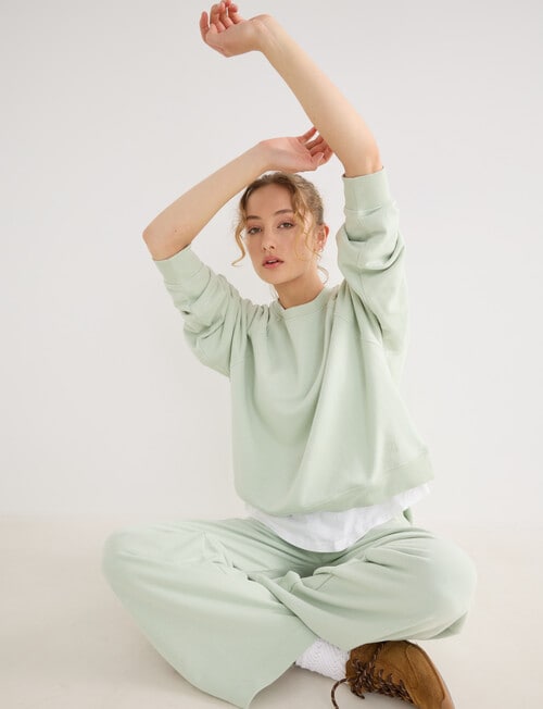 Zest Lounge Loop Back Raglan Sweater, Leaf product photo View 03 L