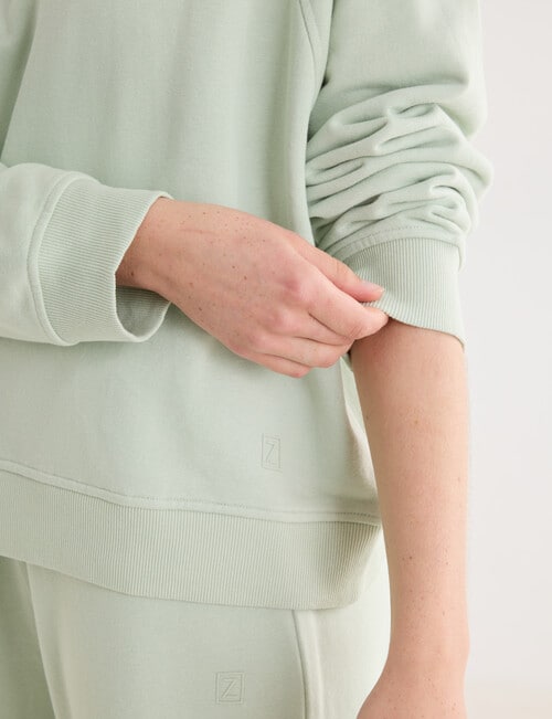 Zest Lounge Loop Back Raglan Sweater, Leaf product photo View 04 L