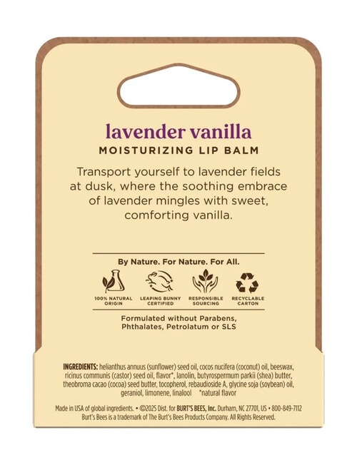 Burts Bees Lip Balm Lavender Vanilla, 4.25g product photo View 29 L