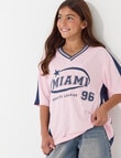 Switch Short Sleeve Oversized Sport Jersey,Pink & Navy product photo