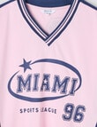Switch Short Sleeve Oversized Sport Jersey,Pink & Navy product photo View 03 S
