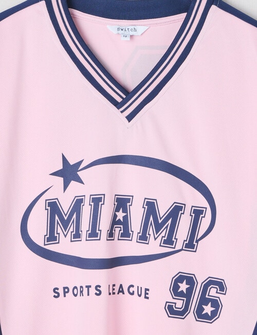 Switch Short Sleeve Oversized Sport Jersey,Pink & Navy product photo View 03 L