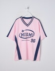 Switch Short Sleeve Oversized Sport Jersey,Pink & Navy product photo View 04 S
