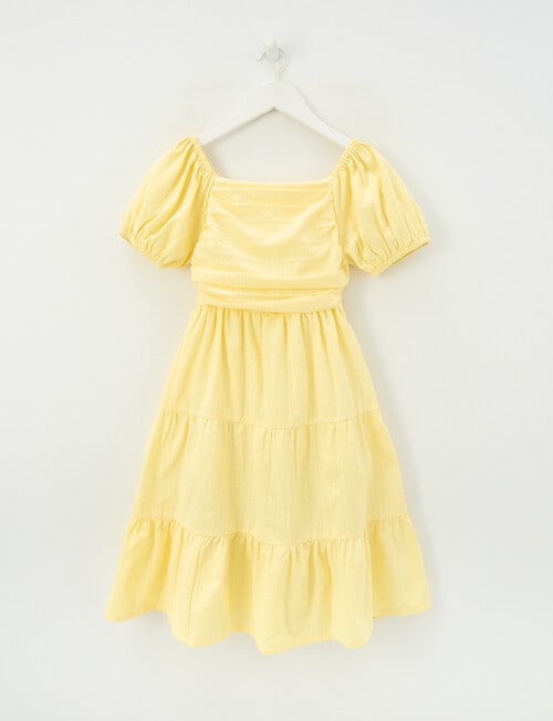 Switch Emma Textured Puff Sleeve Dress, Lemon product photo