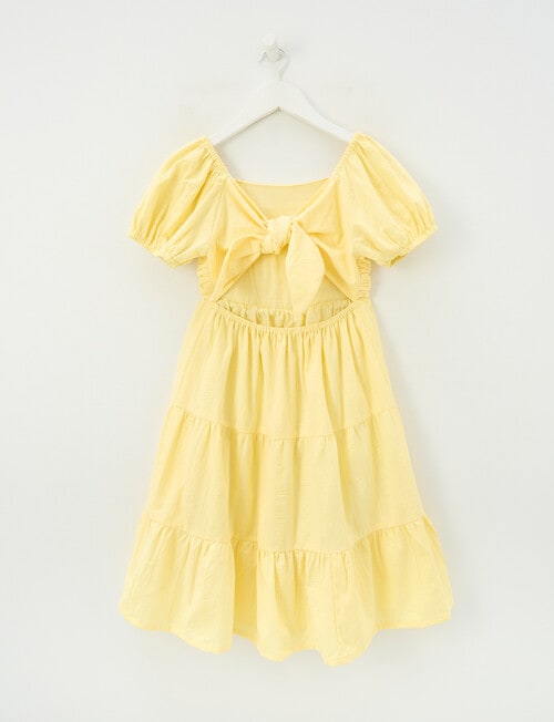 Switch Emma Textured Puff Sleeve Dress, Lemon product photo View 02 L