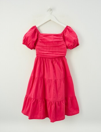 Switch Emma Textured Puff Sleeve Dress, Raspberry product photo