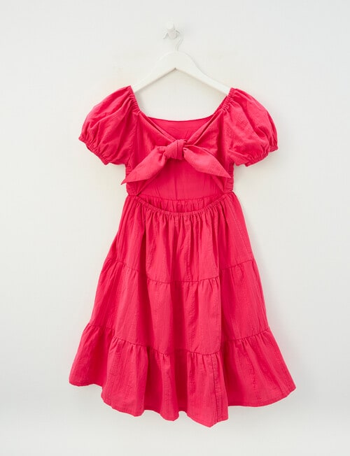 Switch Emma Textured Puff Sleeve Dress, Raspberry product photo View 02 L