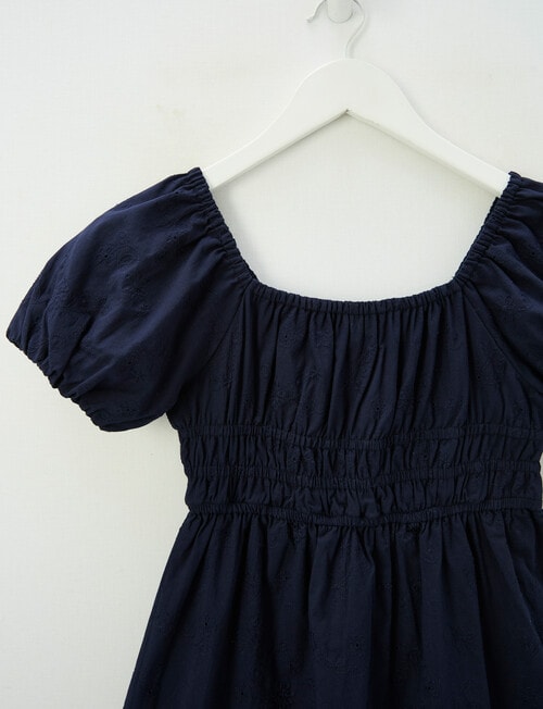Switch Broderie Mia Puff Sleeve Dress, Navy product photo View 02 L