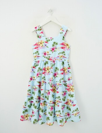 Switch Tropical Bow Back Tiered Dress, Baby Blue product photo