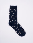 NZ Sock Co. Merino Cushion Crew Sock, Navy Spot product photo