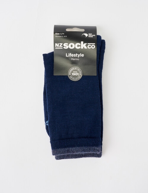 NZ Sock Co. Merino Cushion Sole Crew Sock, Navy product photo View 02 L
