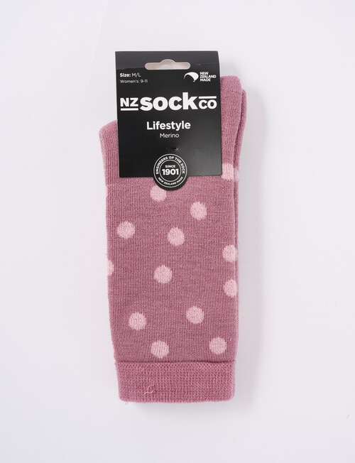 NZ Sock Co. Merino Cushion Crew Sock, Blush Pink Spot product photo View 02 L