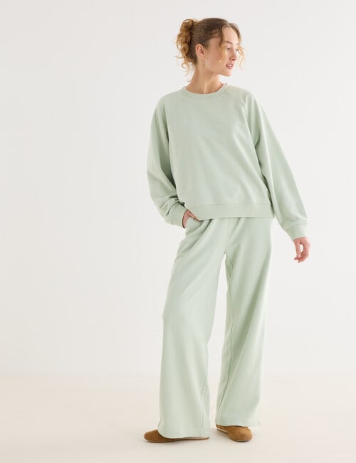 Zest Lounge Loop Back Wide Leg Pant, Leaf product photo View 03 L