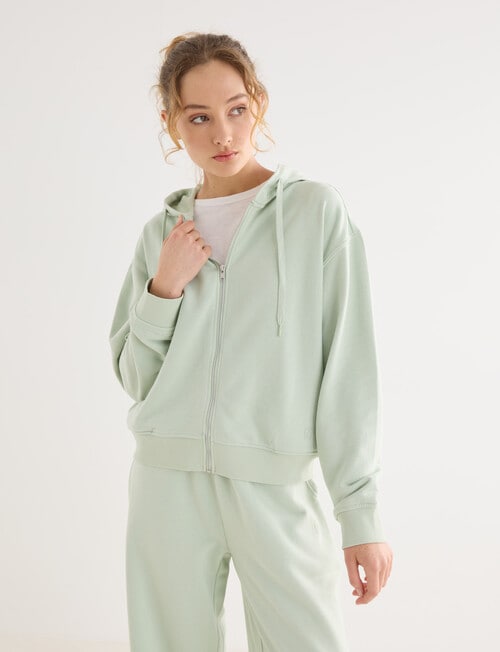 Zest Lounge Loop Back Zip Through Hoodie, Leaf product photo