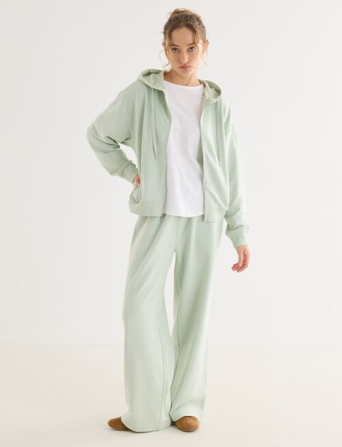 Zest Lounge Loop Back Zip Through Hoodie, Leaf product photo View 06 L