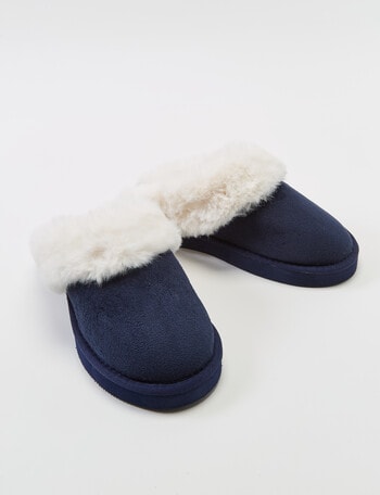 Lyric Lola Faux Suede Scuffs, Navy product photo