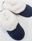 Lyric Lola Faux Suede Scuffs, Navy product photo View 02 S