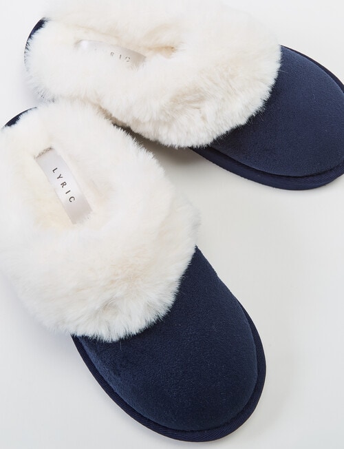 Lyric Lola Faux Suede Scuffs, Navy product photo View 02 L