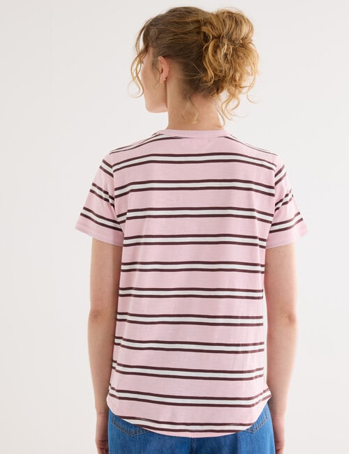Zest Organic Cotton Short Sleeve Tee, Pink Stripe product photo View 02 L