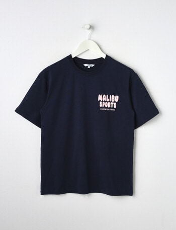 Switch Malibu Oversized Short Sleeve Tee, Navy & Pink product photo