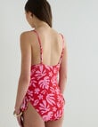 Zest Swimwear Ruched Swimsuit with Drawstring, Botanic Pink Print product photo View 02 S