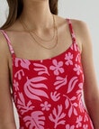 Zest Swimwear Ruched Swimsuit with Drawstring, Botanic Pink Print product photo View 04 S