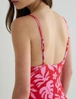 Zest Swimwear Ruched Swimsuit with Drawstring, Botanic Pink Print product photo View 06 S