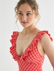 Zest Swimwear Frill V-neck Swimsuit, Rose Gingham product photo View 05 S