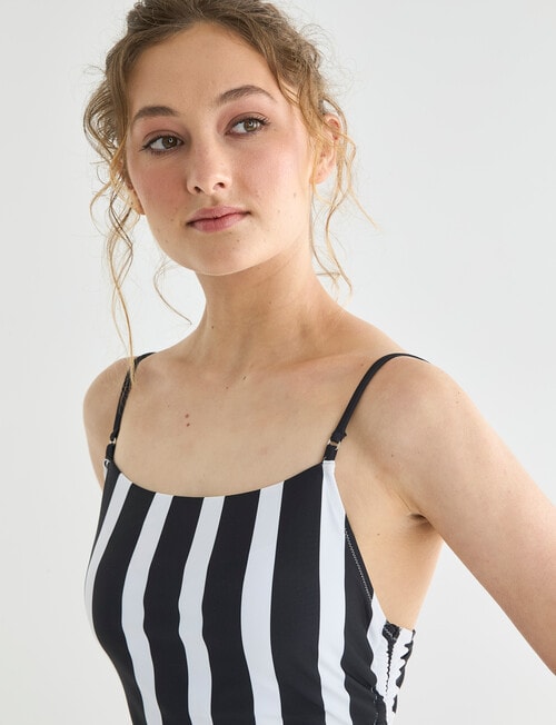 Zest Swimwear Ruched Swimsuit with Drawstring, Black & White product photo View 04 L
