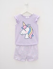 Sleep Mode Unicorn Knit Woven PJ Set, Lilac Grey product photo