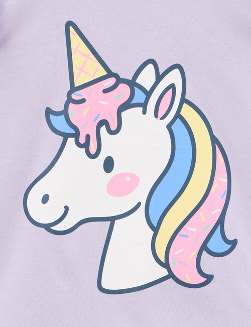 Sleep Mode Unicorn Knit Woven PJ Set, Lilac Grey product photo View 02 L