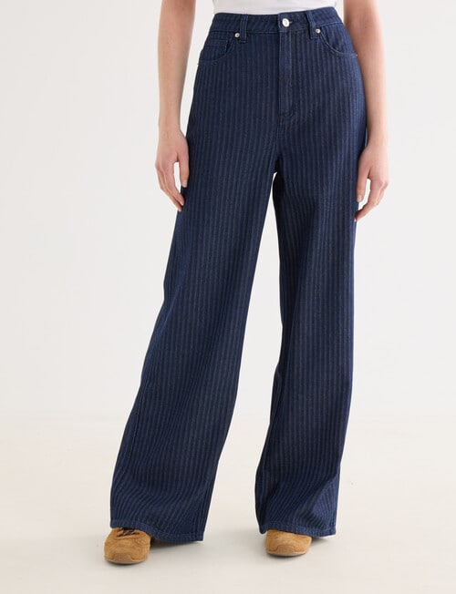 Denim Republic Soft Wide Leg Jean, Self Stripe product photo