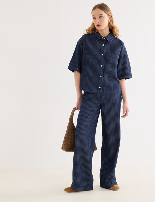Denim Republic Soft Wide Leg Jean, Self Stripe product photo View 03 L