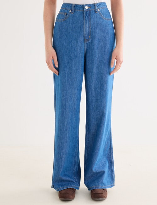 Denim Republic Soft Wide Leg Jean, Varsity Blue product photo