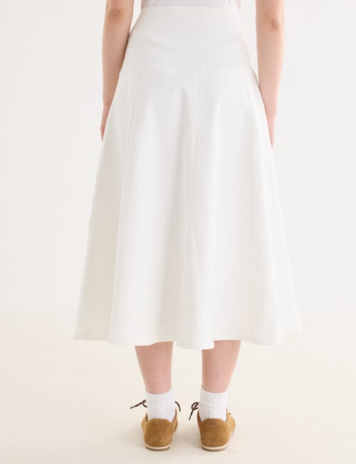 Denim Republic Panelled Midi Skirt, Ecru product photo View 02 L